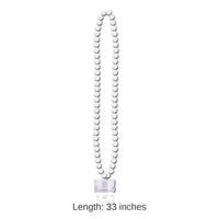 12 Pack Bulk Graduation Party Bead Necklaces with Grad Glass - White