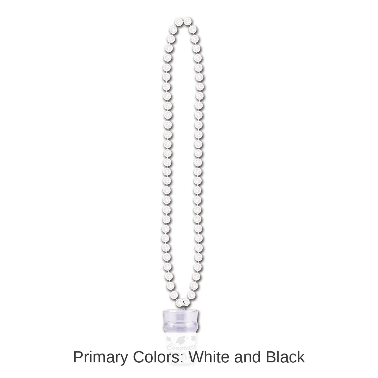 12 Pack Bulk Graduation Party Bead Necklaces with Grad Glass - White