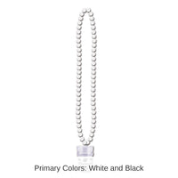 12 Pack Bulk Graduation Party Bead Necklaces with Grad Glass - White