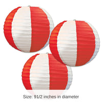 18 Pack Bulk Red/White Stripes Party Paper Lanterns