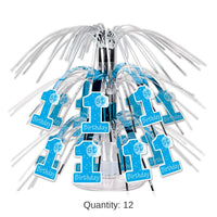 12 Pack Bulk 1st Birthday Party Mini Cascade Centerpiece - Light blue
