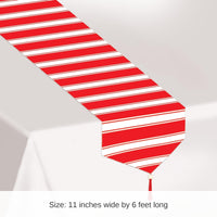 12 Pack Bulk Printed Red/White Stripes Party Paper Table Runner