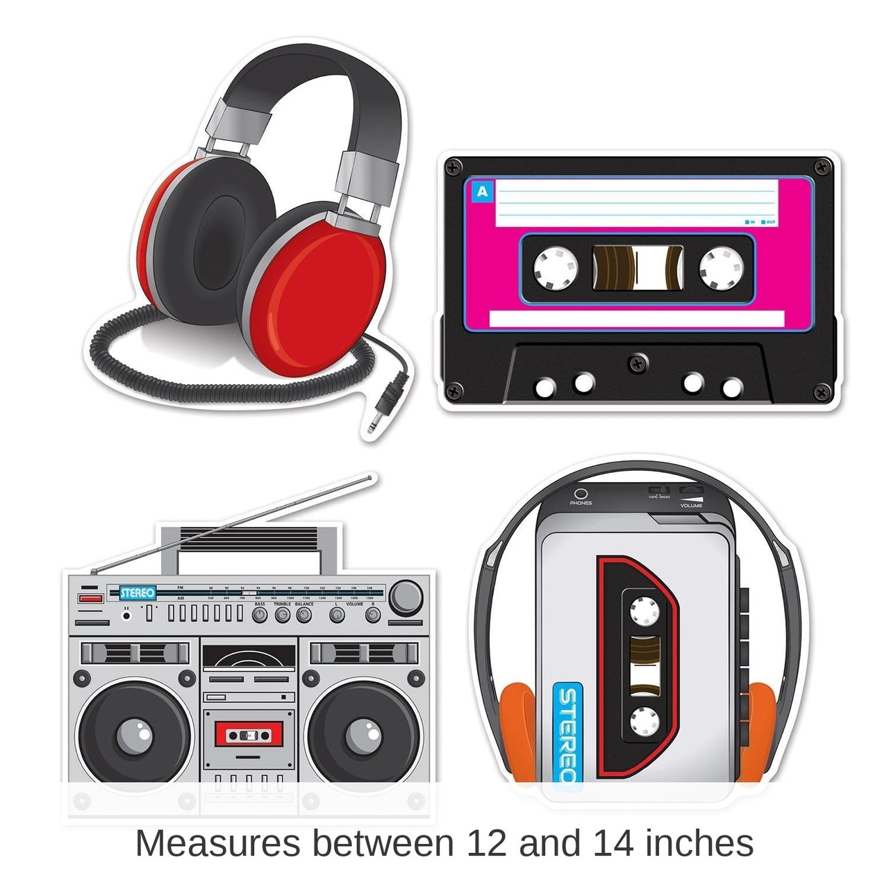 48 Pack Bulk Cassette Player Party Cutouts