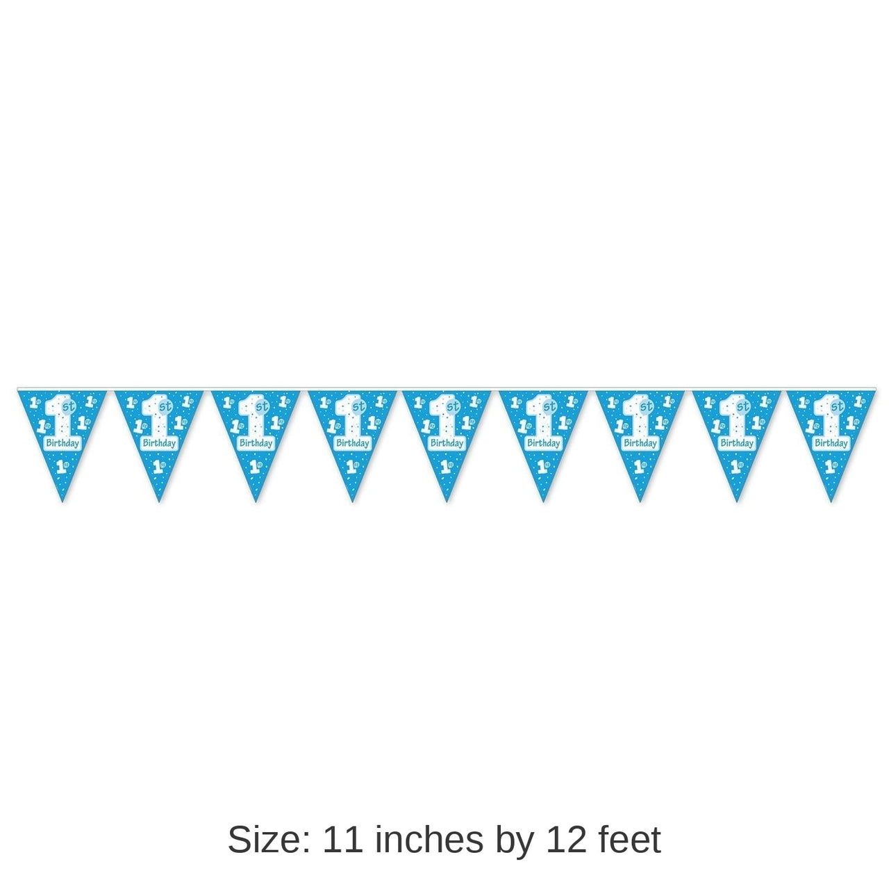 12 Pack Bulk 1st Birthday Party Pennant Banner - Light blue