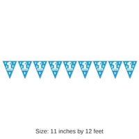 12 Pack Bulk 1st Birthday Party Pennant Banner - Light blue