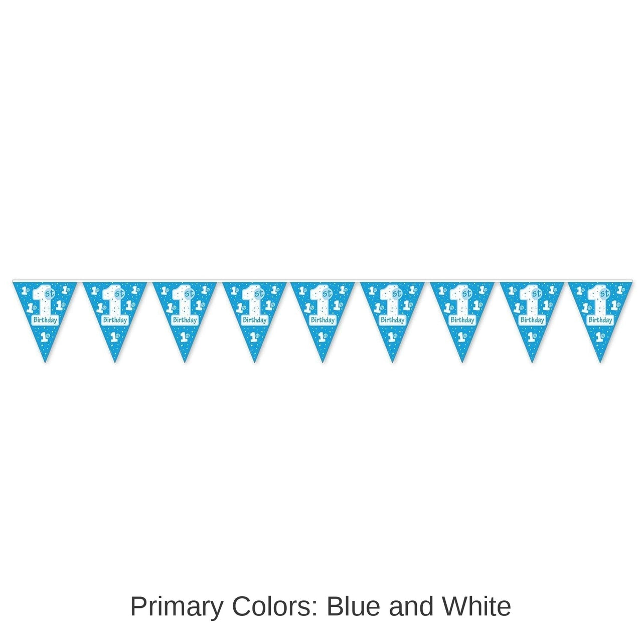 12 Pack Bulk 1st Birthday Party Pennant Banner - Light blue