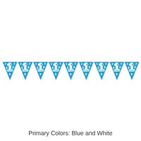 12 Pack Bulk 1st Birthday Party Pennant Banner - Light blue