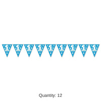 12 Pack Bulk 1st Birthday Party Pennant Banner - Light blue