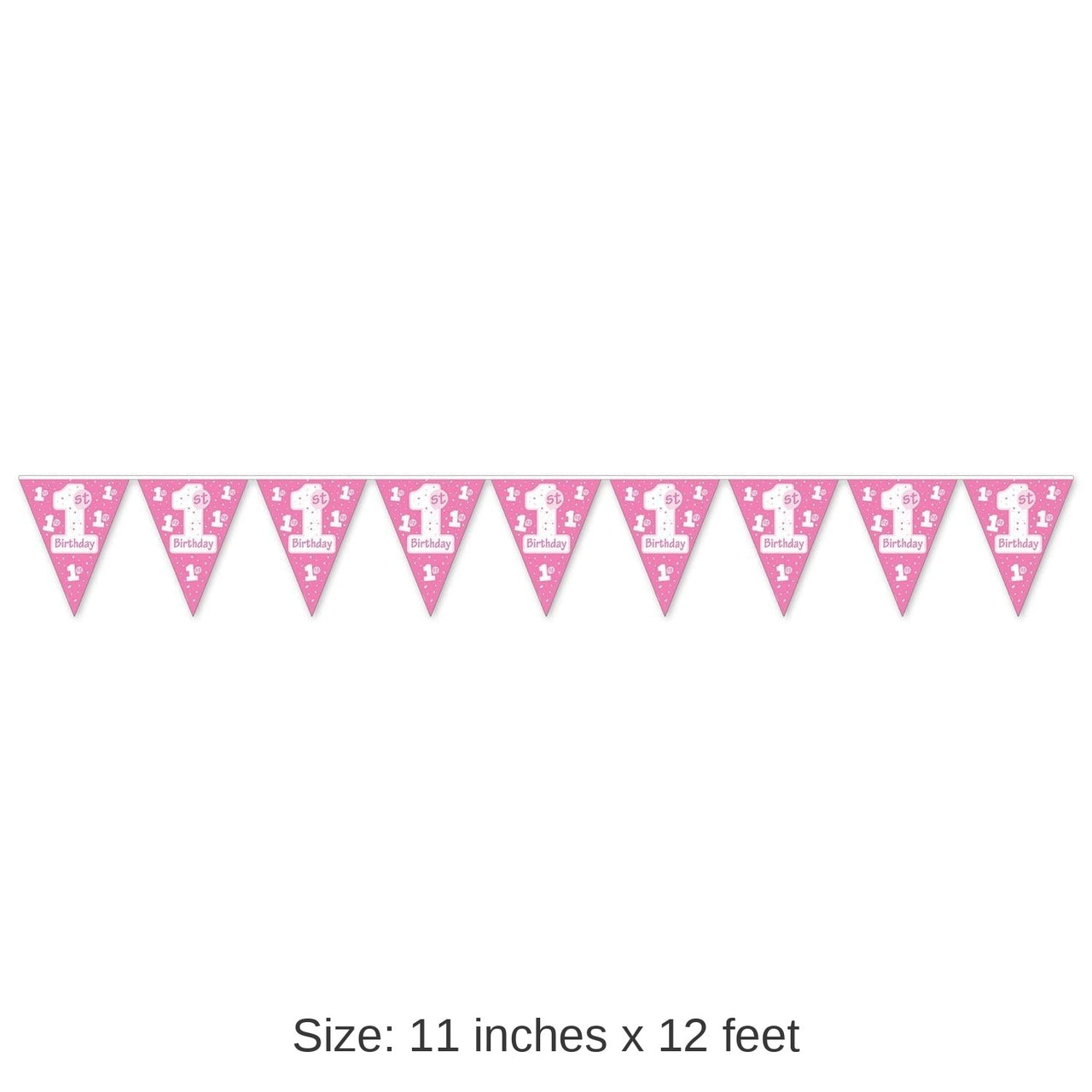 12 Pack Bulk 1st Birthday Party Pennant Banner - pink