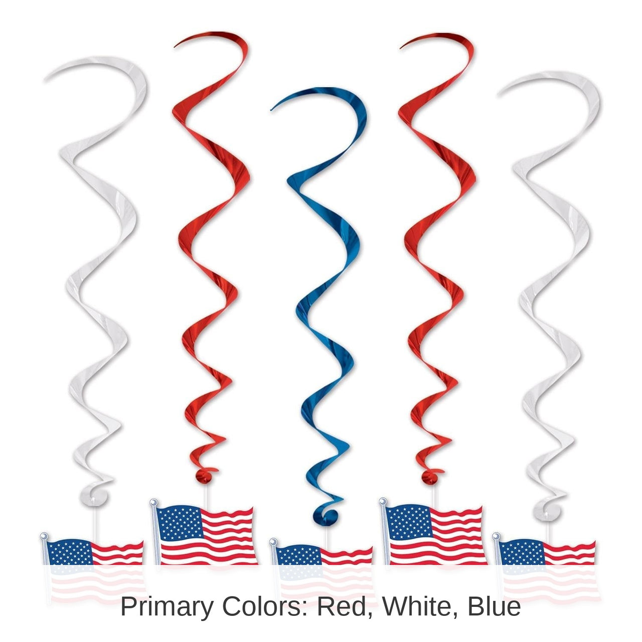 30 Piece Bulk American Flag Party Whirls