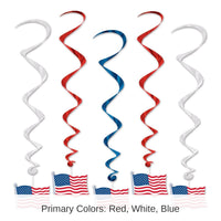 30 Piece Bulk American Flag Party Whirls