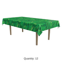 12 Pack Bulk Luau Party Palm Leaf Tablecover- Green