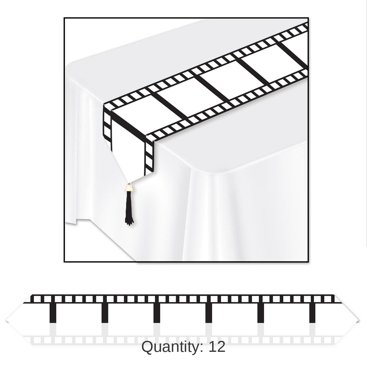 12 Pack Bulk Printed Filmstrip Party Paper Table Runner