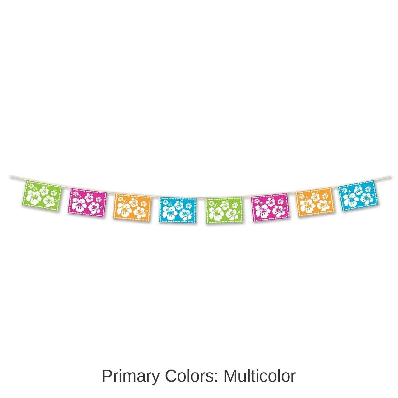 12 Pack Bulk Luau Hibiscus Pennant Banner