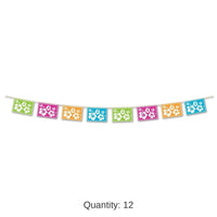 12 Pack Bulk Luau Hibiscus Pennant Banner