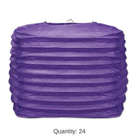 24 Pack Bulk Purple Party Square Paper Lanterns