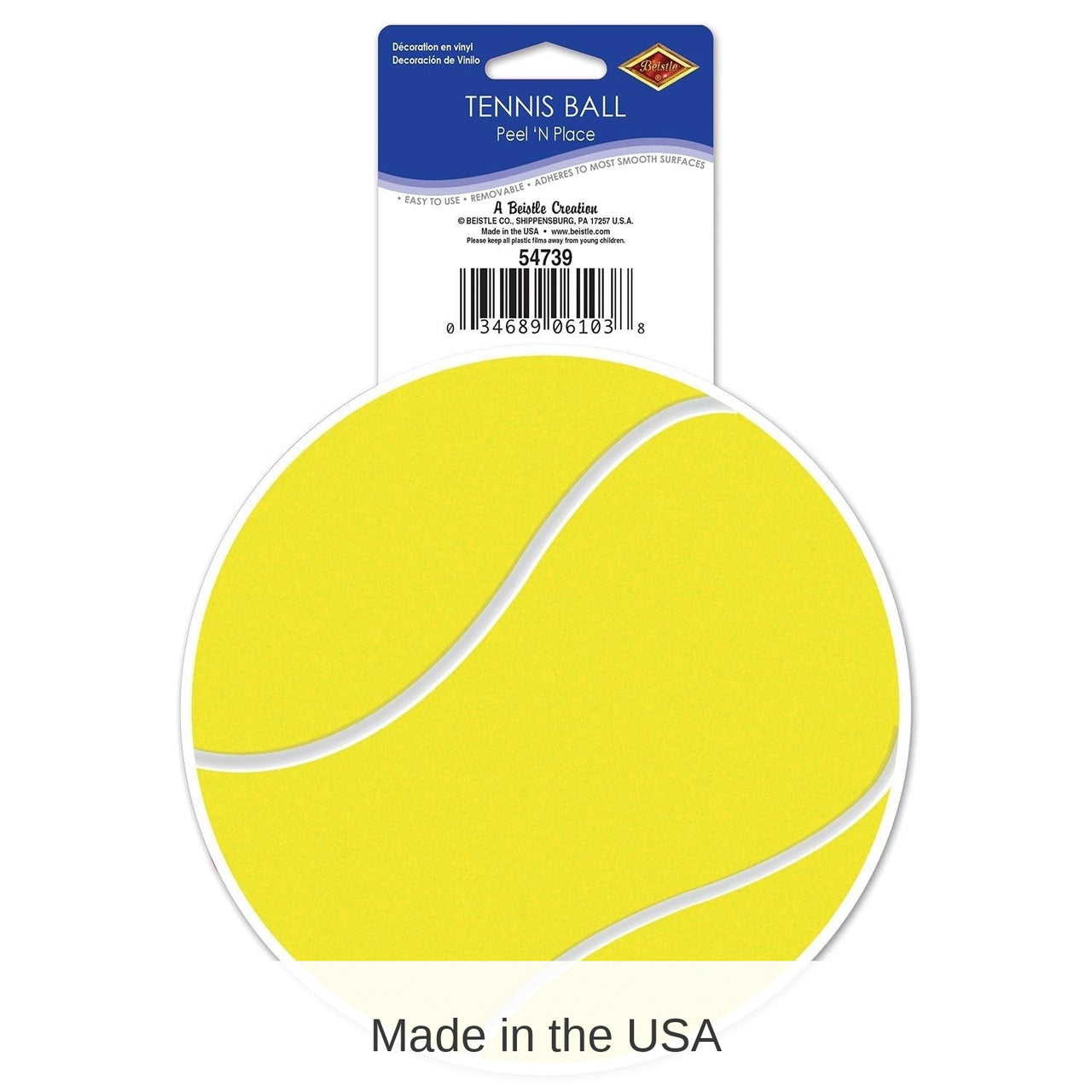 12 Pack Bulk Tennis Ball Party Peel 'N Place Clings