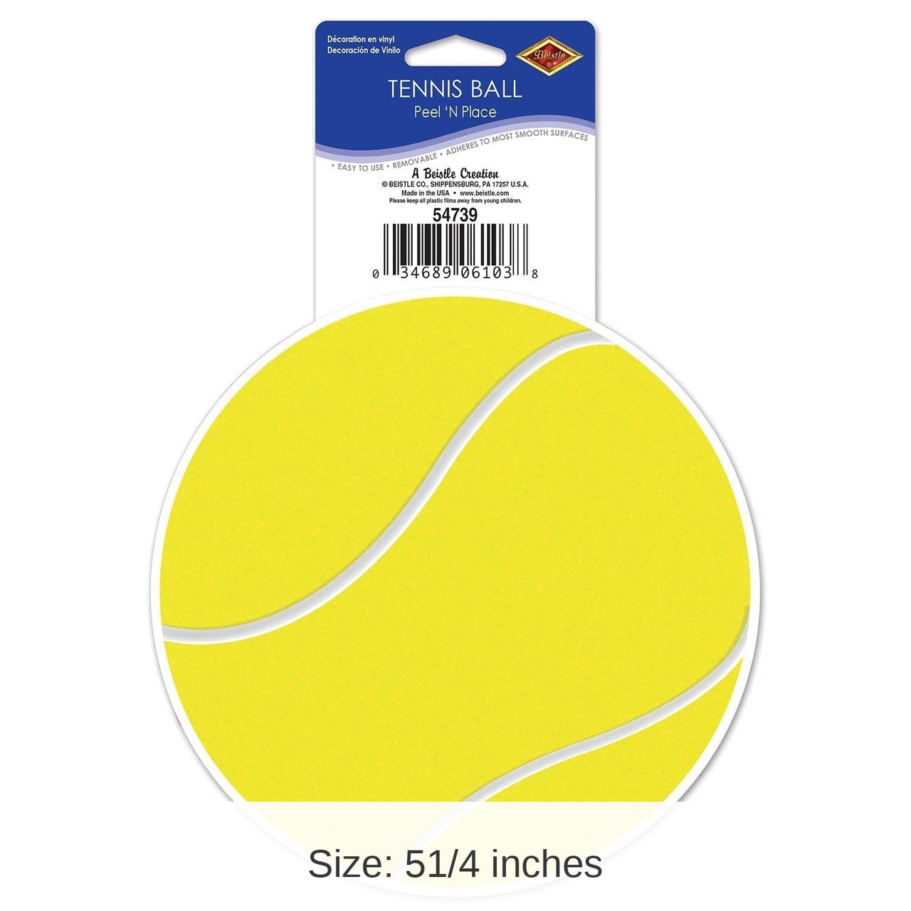 12 Pack Bulk Tennis Ball Party Peel 'N Place Clings