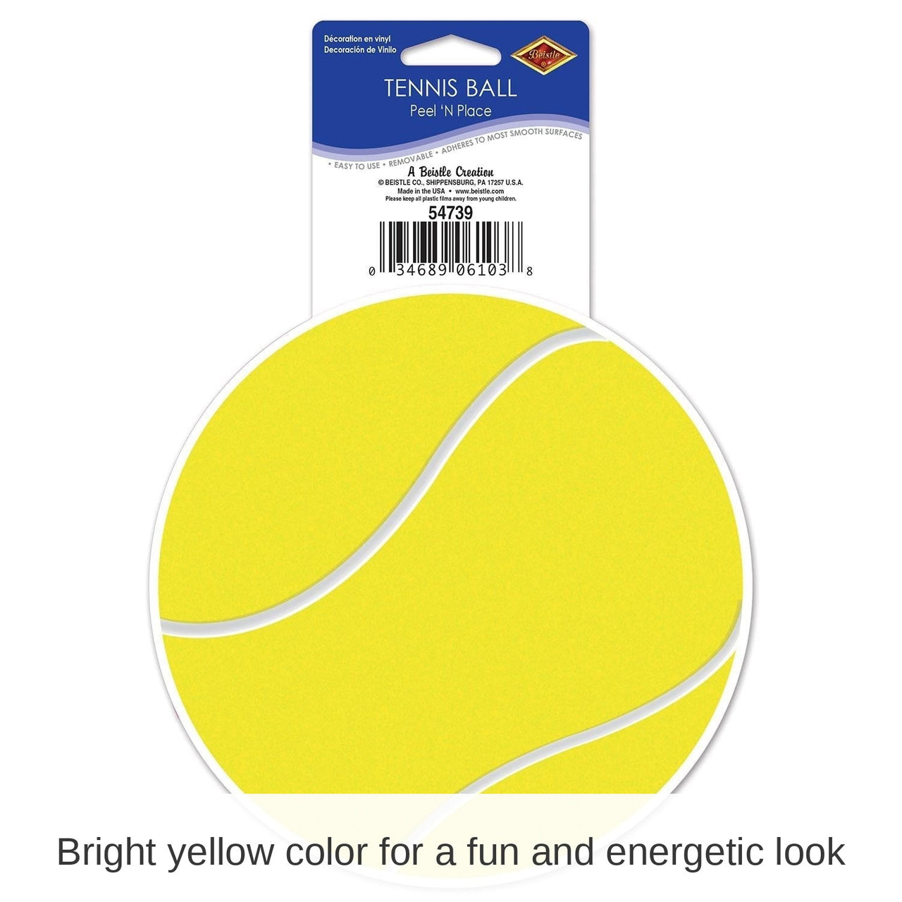 12 Pack Bulk Tennis Ball Party Peel 'N Place Clings
