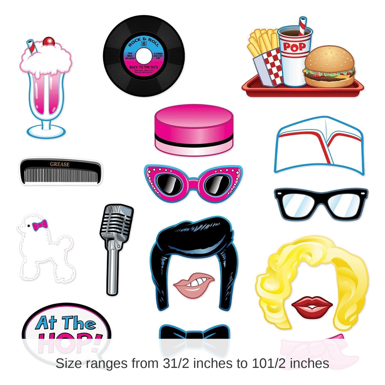 204 Piece Bulk 50's Party Photo Fun Signs