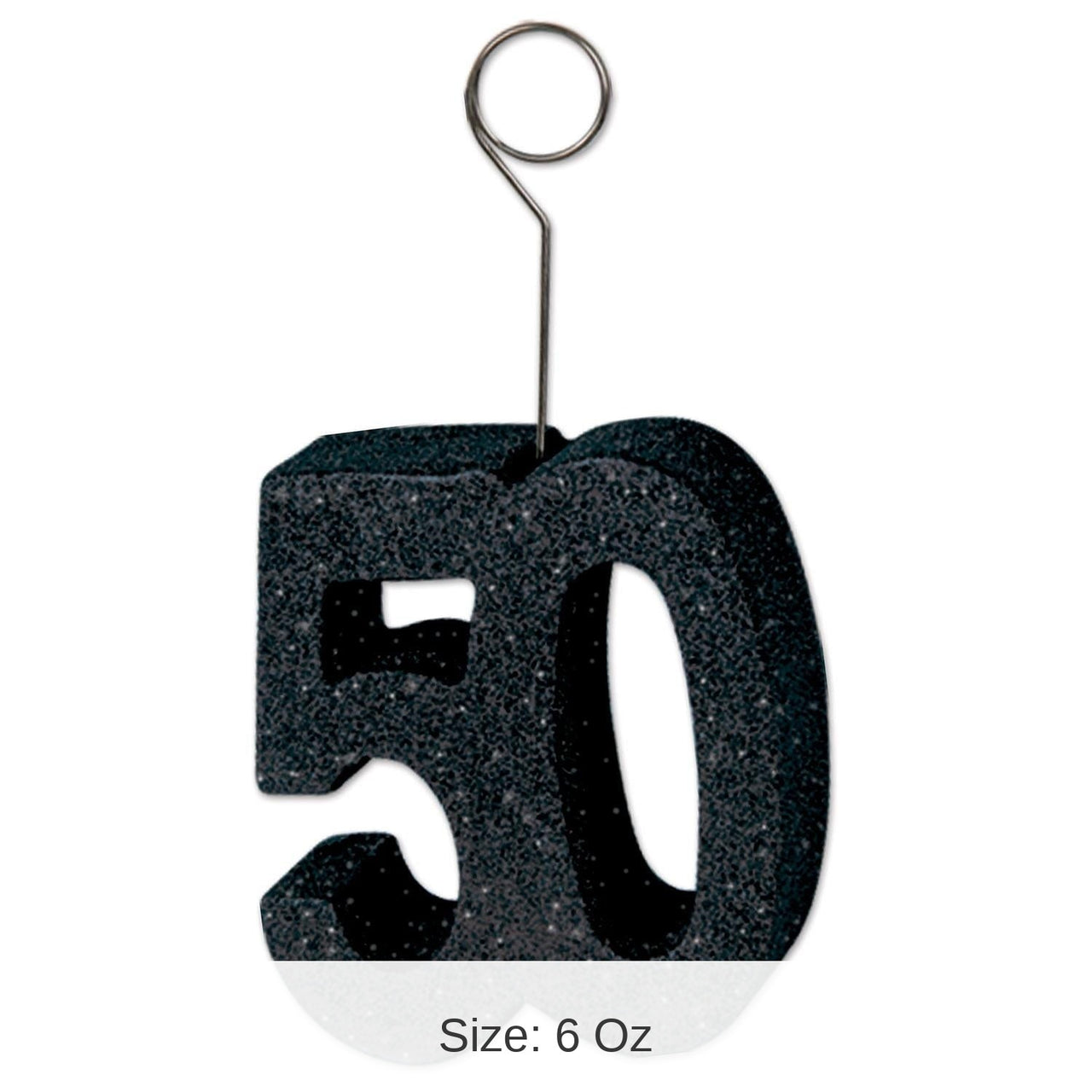 6 Pack Bulk Glittered 50th Birthday Party Photo/Balloon Holder - black