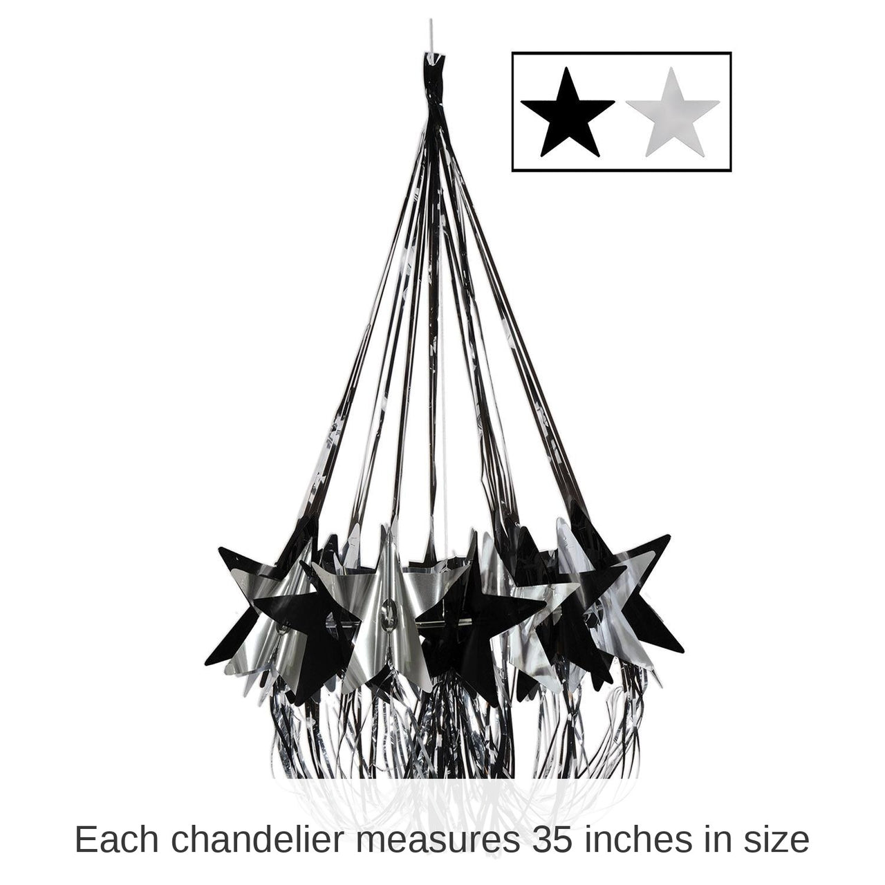 6 Pack Bulk New Year's Eve Star Chandelier - black/silver