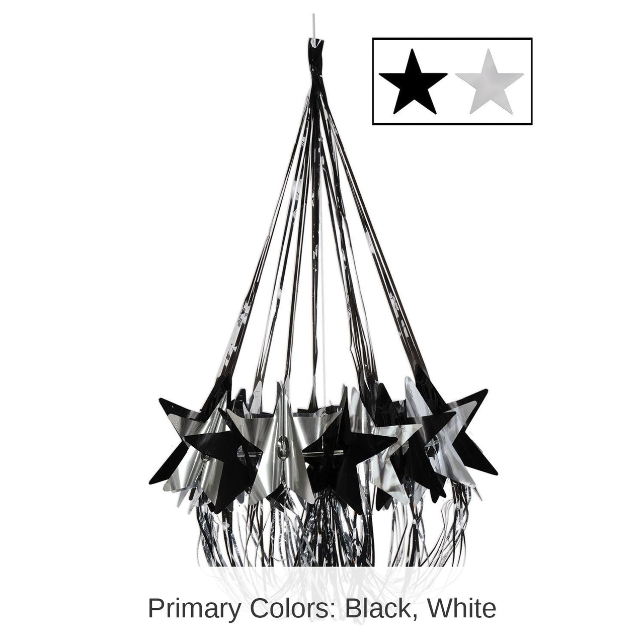 6 Pack Bulk New Year's Eve Star Chandelier - black/silver