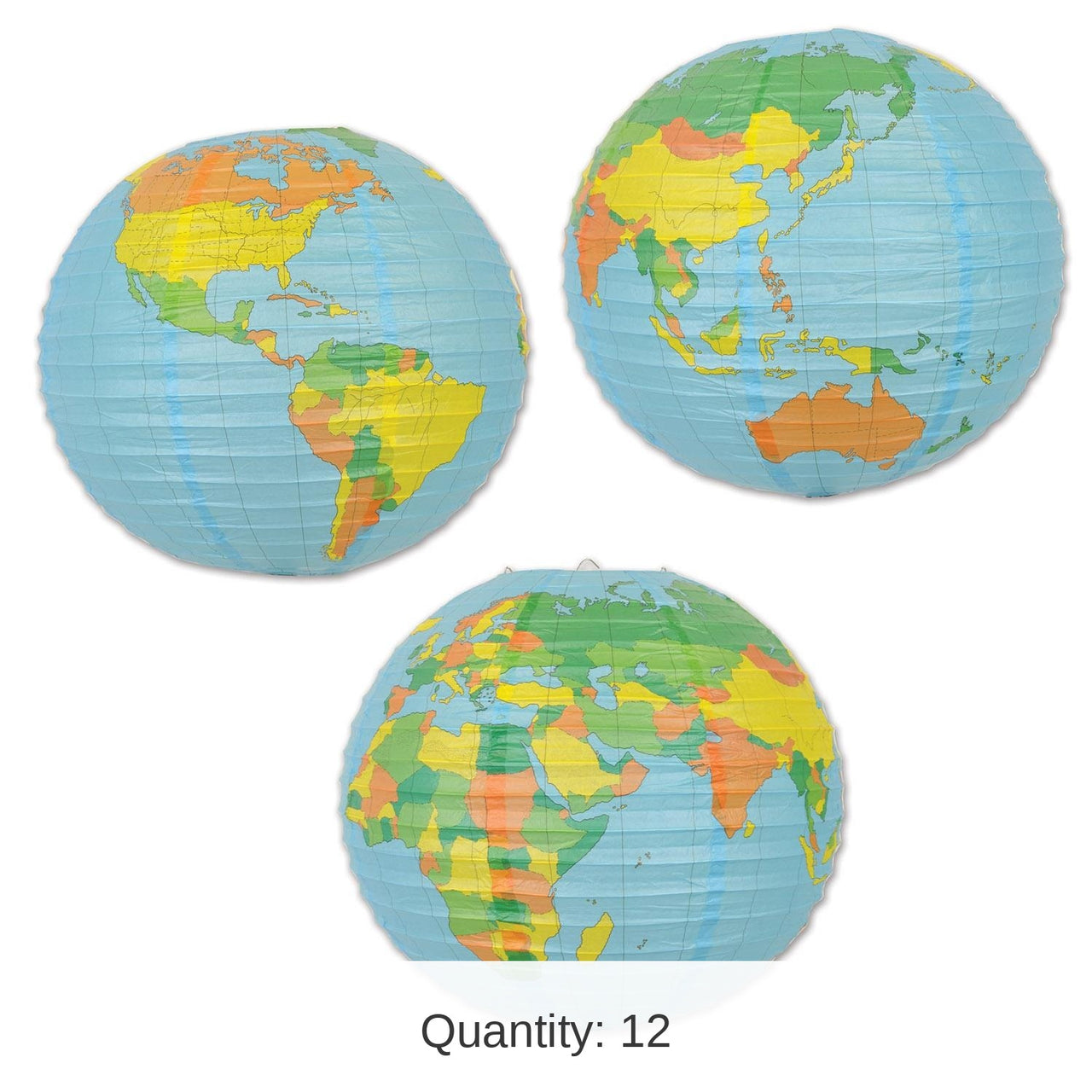 12 Pack Bulk Globe Party Paper Lantern