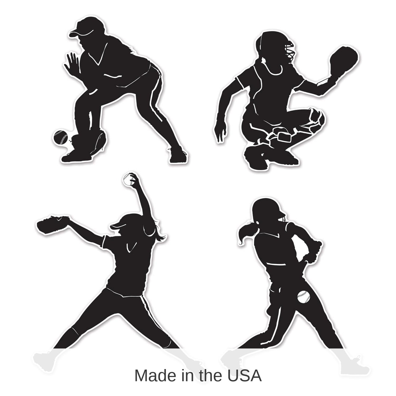 48 Piece Bulk Softball Party Silhouettes