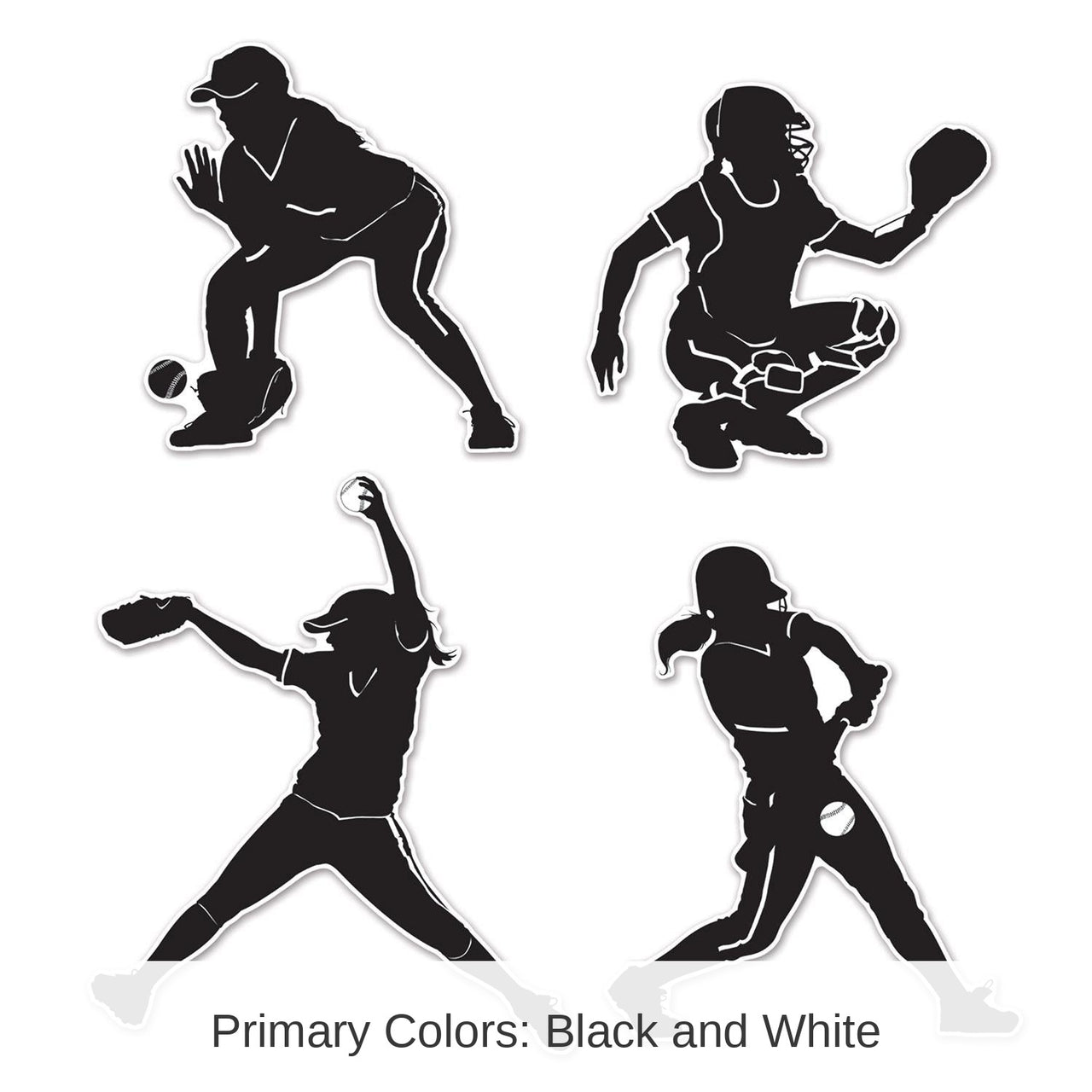 48 Piece Bulk Softball Party Silhouettes