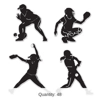 48 Piece Bulk Softball Party Silhouettes
