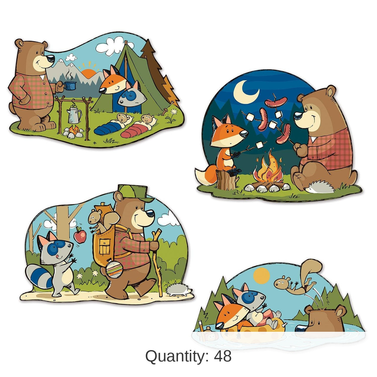 48 Pack Bulk Woodland Friends Party Cutouts