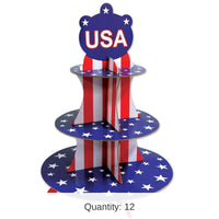 12 Pack Bulk Patriotic Party Cupcake Stand