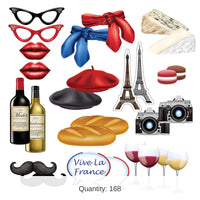 168 Piece Bulk French Party Photo Fun Signs