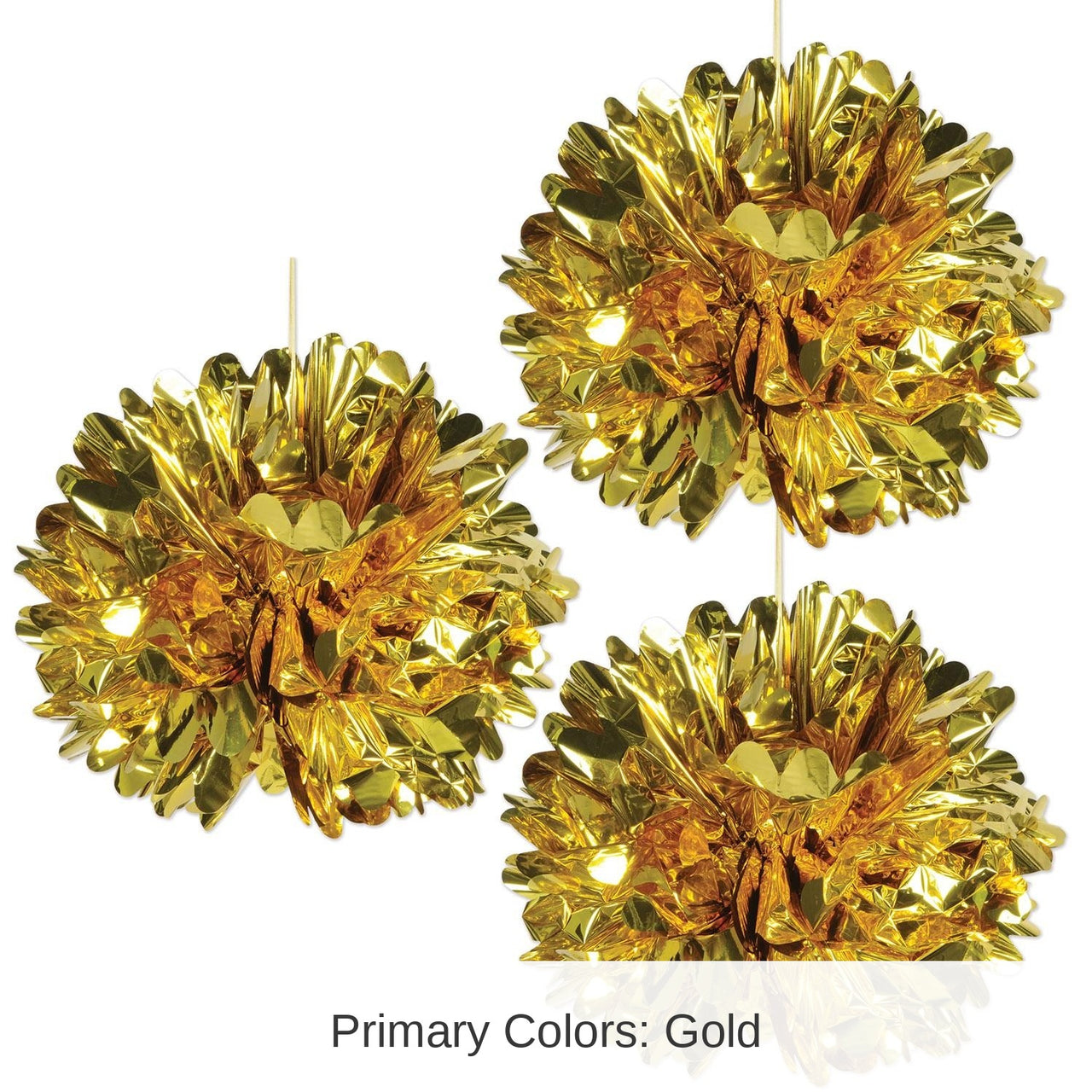 36 Pack Bulk Metallic Party Fluff Balls - gold