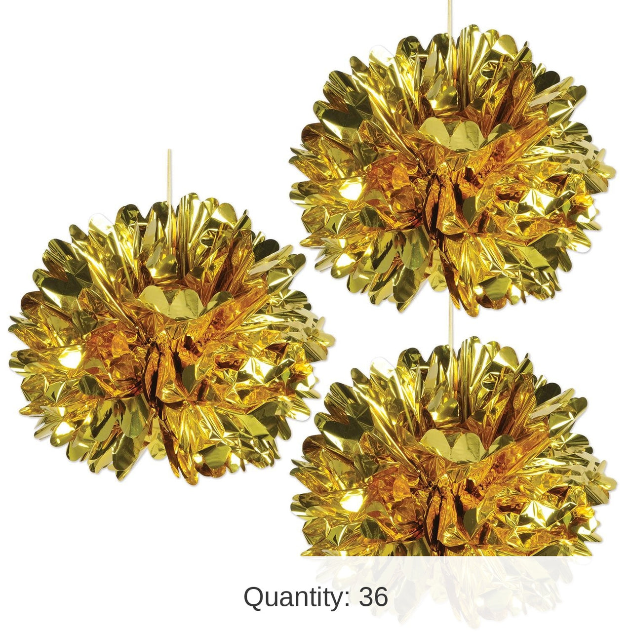 36 Pack Bulk Metallic Party Fluff Balls - gold