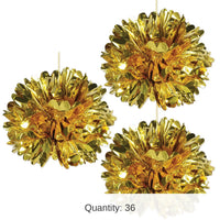36 Pack Bulk Metallic Party Fluff Balls - gold