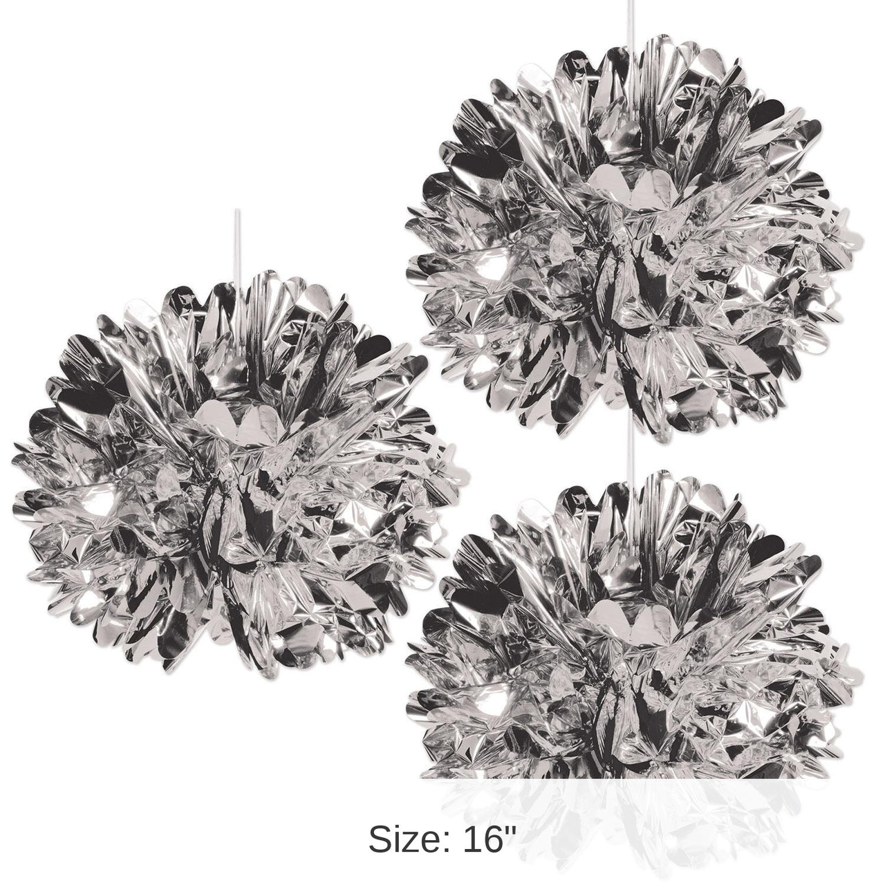 36 Pack Bulk Metallic Party Fluff Balls - silver