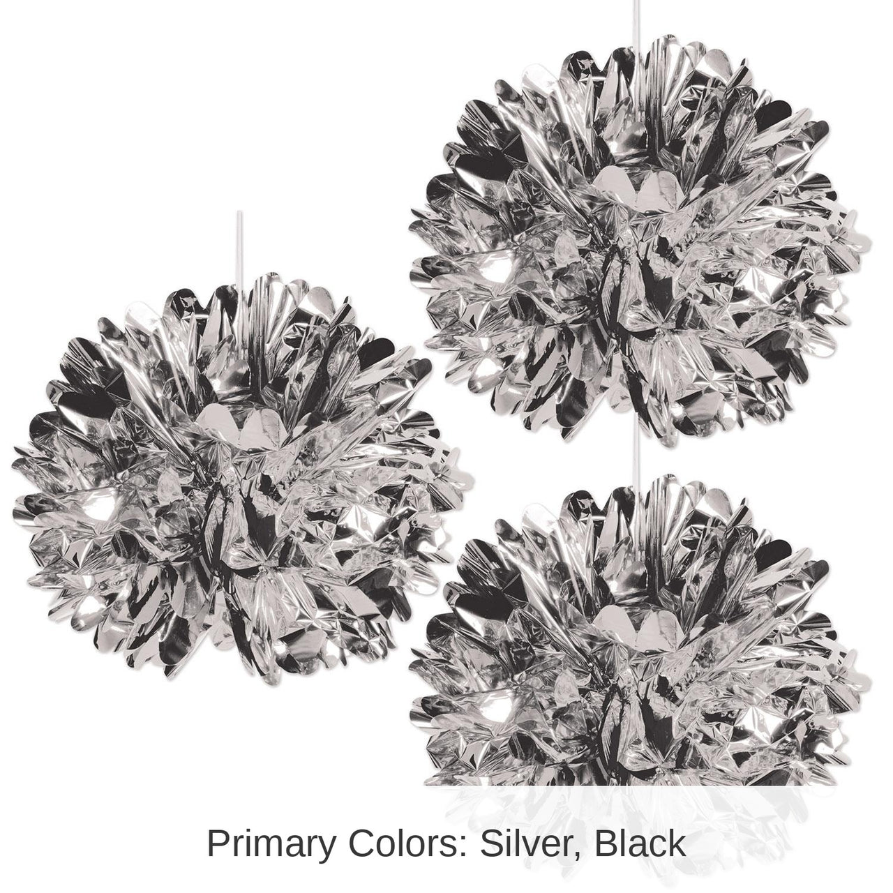 36 Pack Bulk Metallic Party Fluff Balls - silver