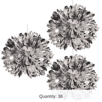 36 Pack Bulk Metallic Party Fluff Balls - silver