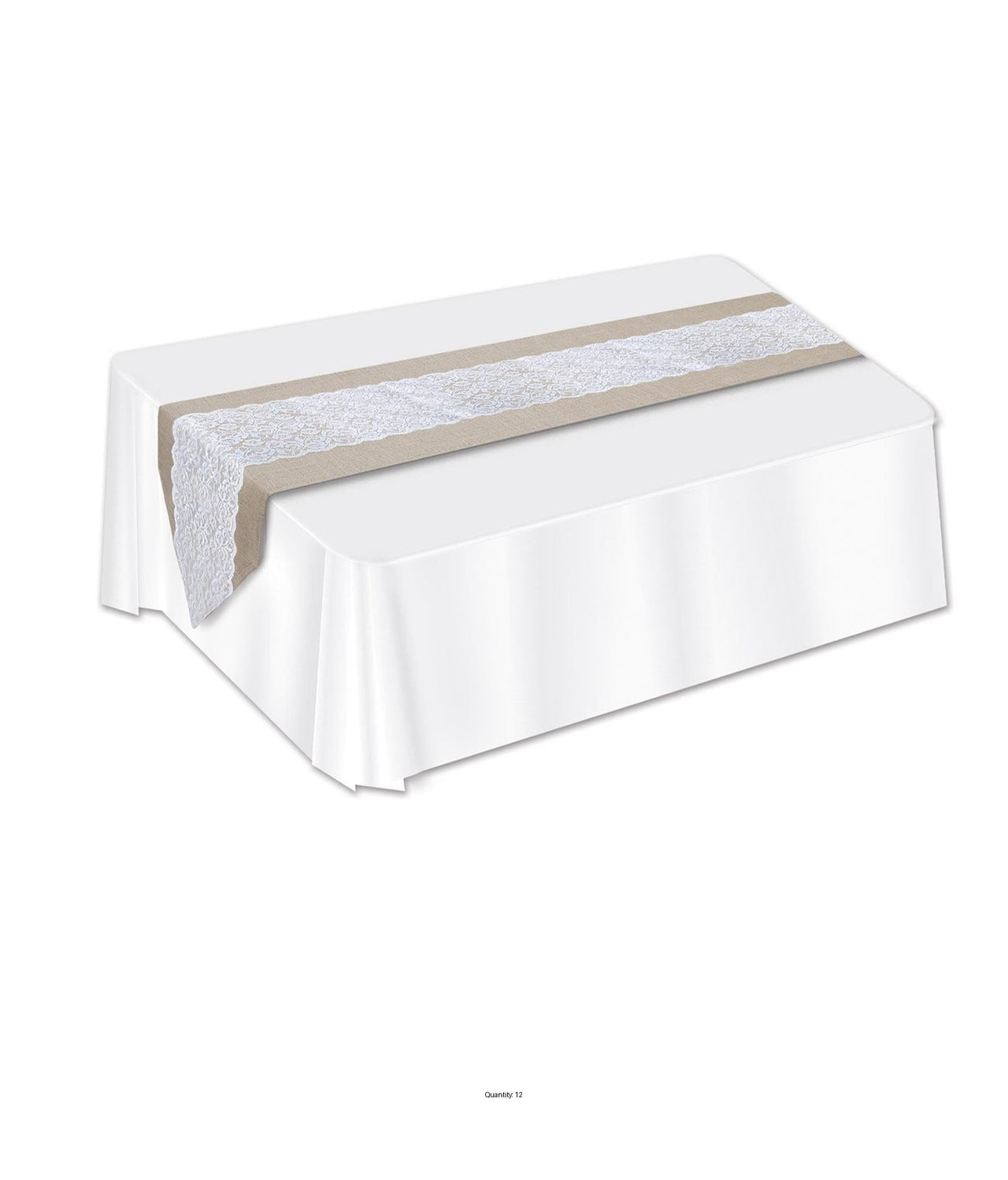 12 Pack Bulk Lace/Burlap Table Runner