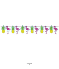 12 Pack Bulk Luau Party Flamingo/Pineapple Streamer