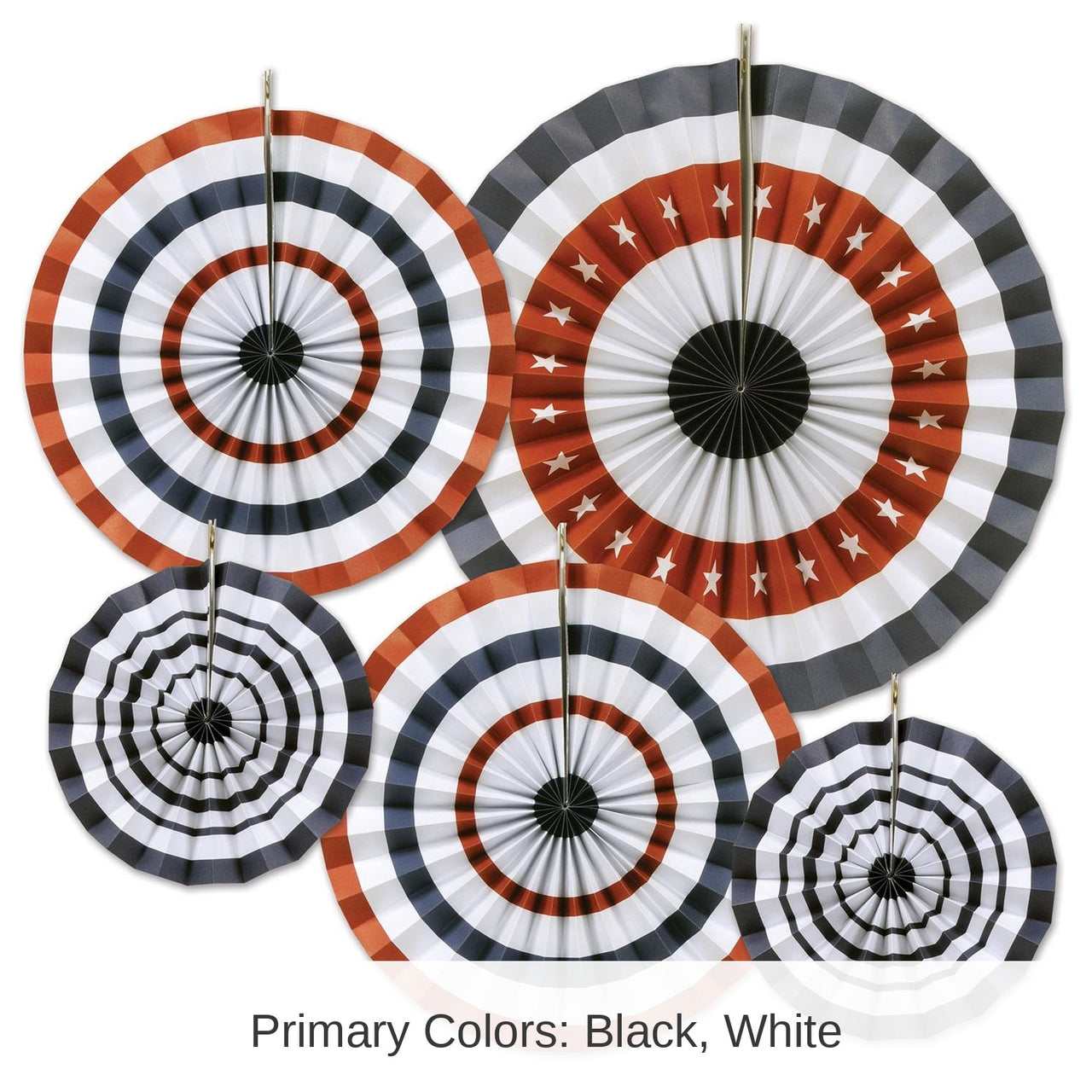 60 Piece Bulk Patriotic Accordion Party Paper Fans