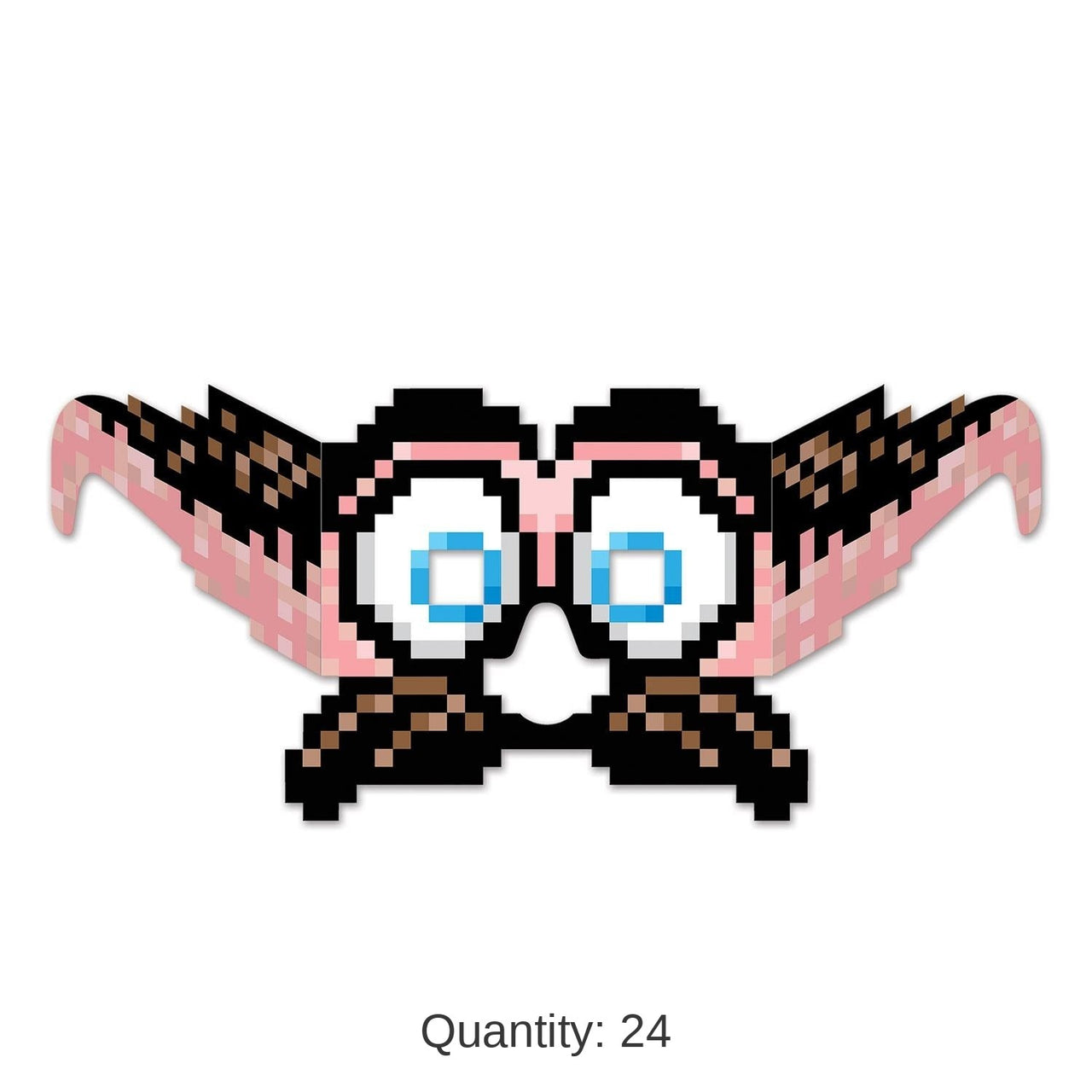24 Pair Bulk 8-Bit Moustache/Eyes Eyeglasses