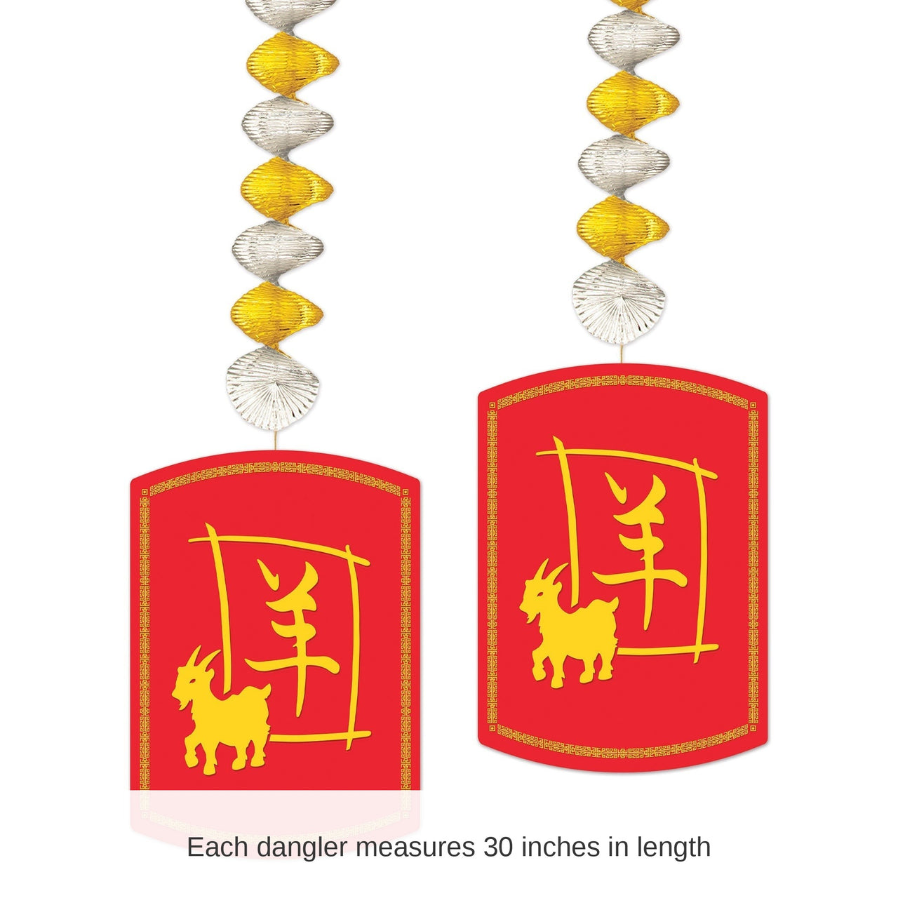 12 Pack Bulk Year of the Goat Danglers Chinese New Year Decorations