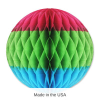 12 Pack Bulk Tri-Color Tissue Ball Decoration- cerise - Light green - turquoise