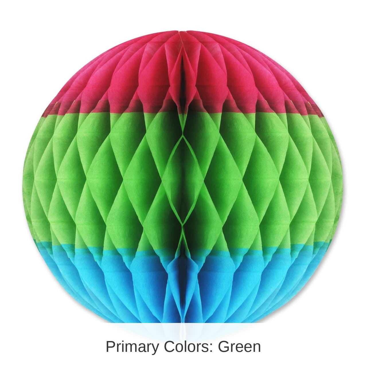 12 Pack Bulk Tri-Color Tissue Ball Decoration- cerise - Light green - turquoise