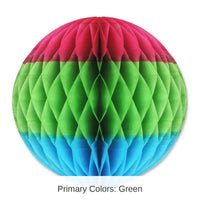 12 Pack Bulk Tri-Color Tissue Ball Decoration- cerise - Light green - turquoise