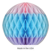 12 Pack Bulk Tri-Color Tissue Ball Decoration - pink - Light blue - lavender
