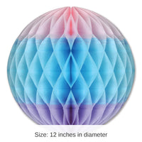 12 Pack Bulk Tri-Color Tissue Ball Decoration - pink - Light blue - lavender